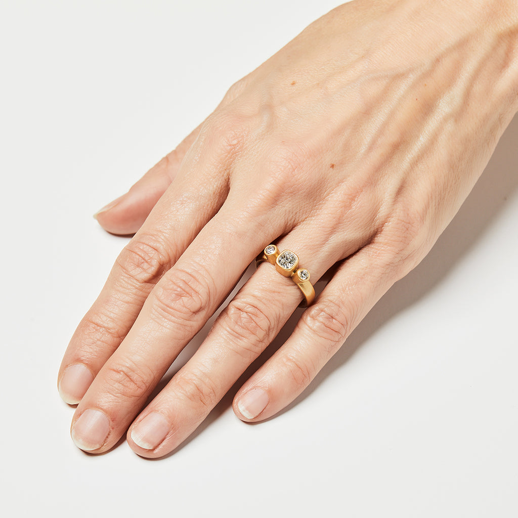 Sonoma "Celeste" Cushion Cut and Round Diamond Ring in 20K Peach Gold