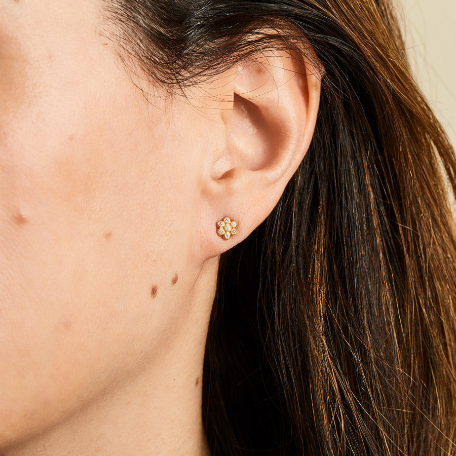 Snowdrop Mini Diamond Studs in 20K Peach Gold