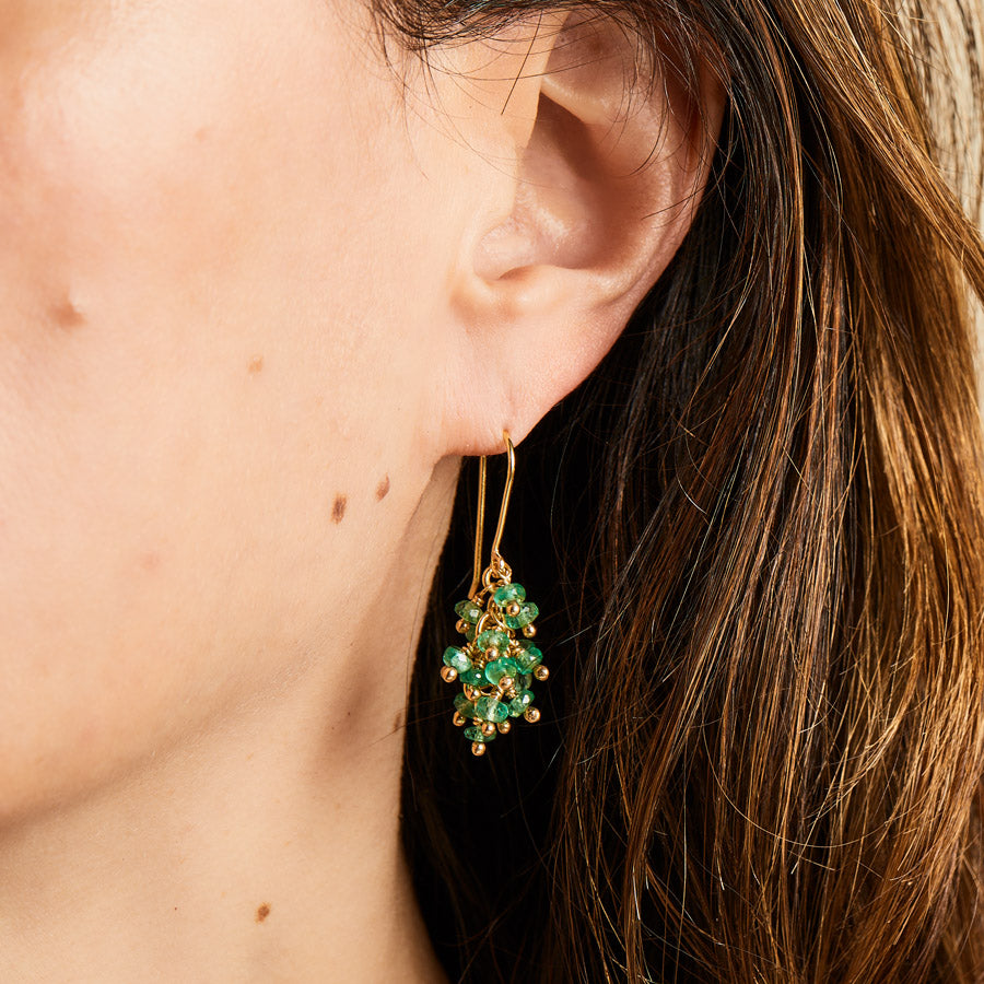 Bacchus Emerald Earrings in 20K Peach Gold Reinstein Ross Goldsmiths