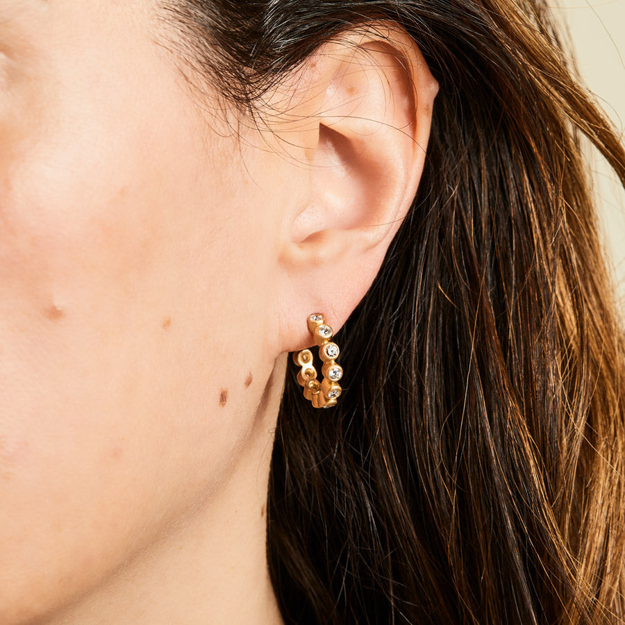 Meadow Large Diamond Hoops in 20K Peach Gold