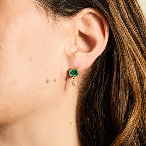 Meadow Mixed Emerald E/W and Diamond Earrings in 20K Peach Gold Reinstein Ross Goldsmiths