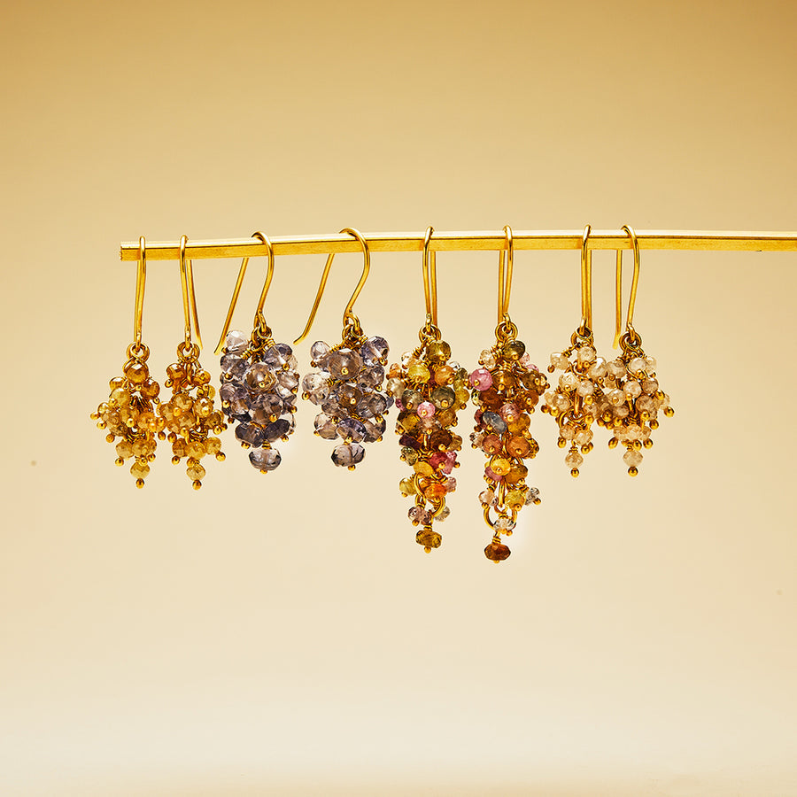 Bacchus "Dionysus" Multi Sapphire Earrings in 20K Peach Gold Reinstein Ross Goldsmiths
