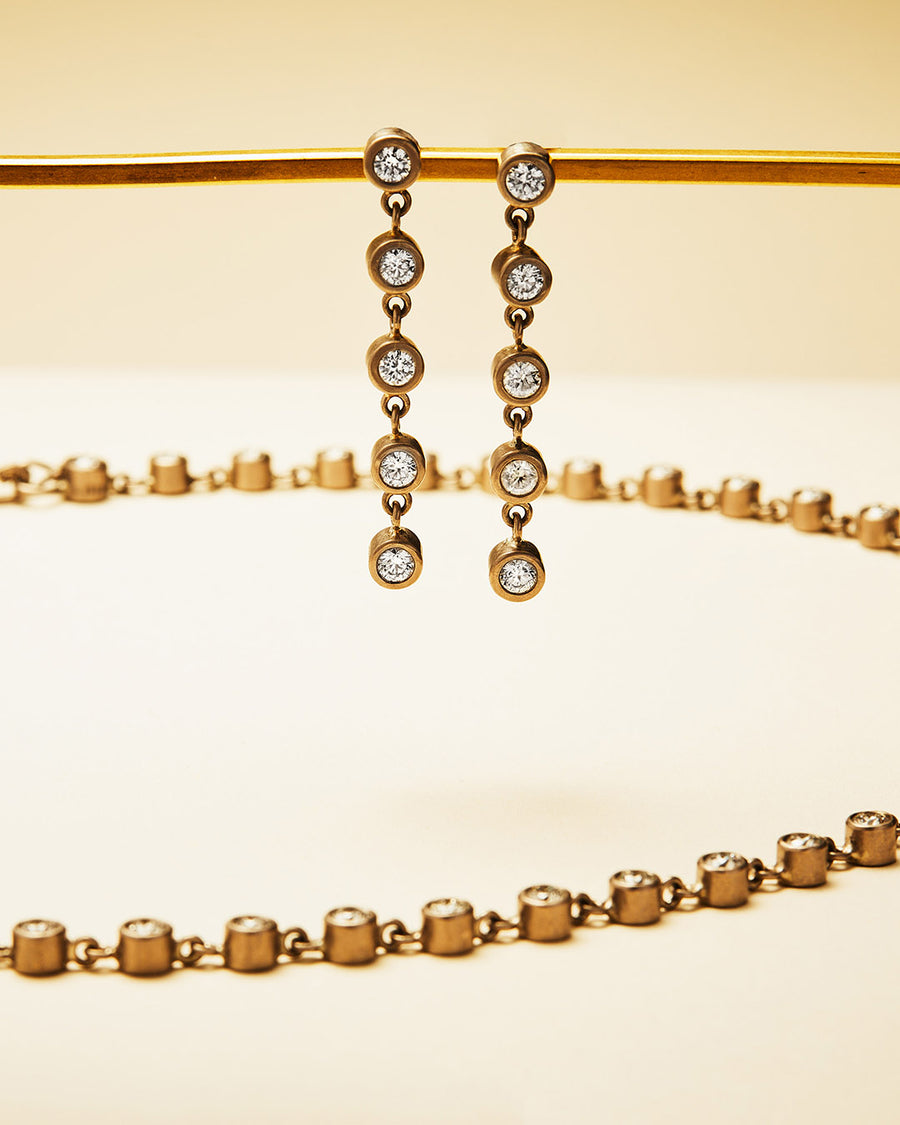 Meadow Rivière Diamond Earrings in 18K Alpine Gold Reinstein Ross Goldsmiths