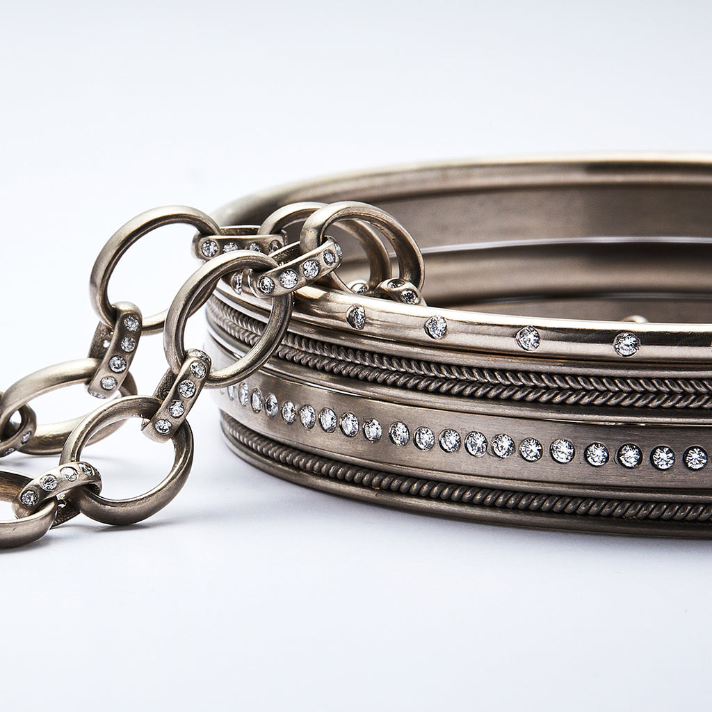 Sonoma Mixed Link Pave Diamond Bracelet in 18K Alpine Gold