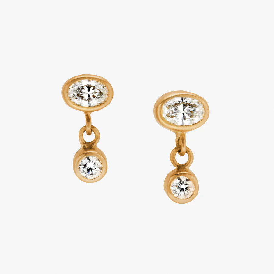 Meadow Mixed Small Diamond Earrings in 22K Apricot Gold Reinstein Ross Goldsmiths