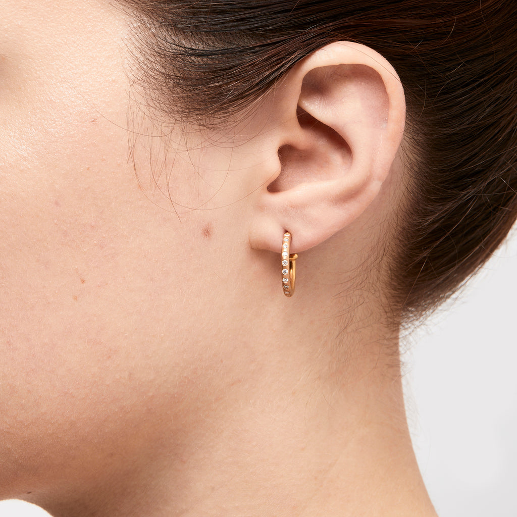 Hoopstock Regular Diamond Hoops in 22K Apricot Gold