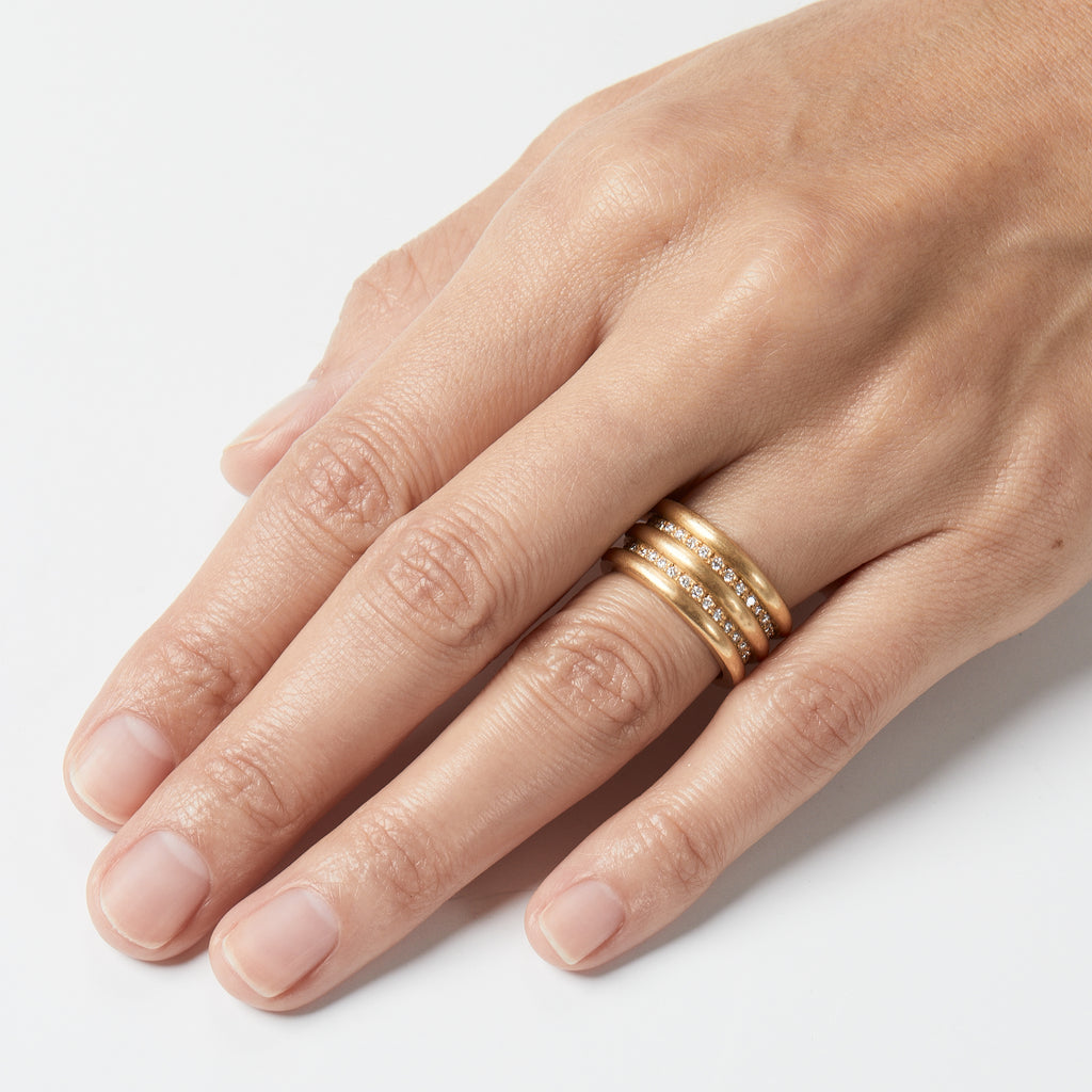 Shimmer Double Diamond Band in 20K Peach Gold