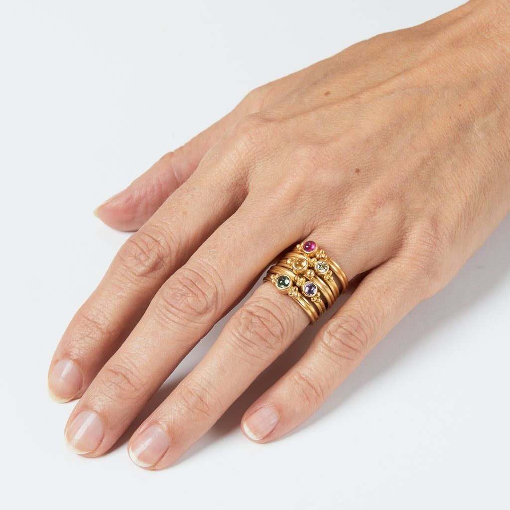 Dyan Round Diamond Ring in 20K Peach Gold