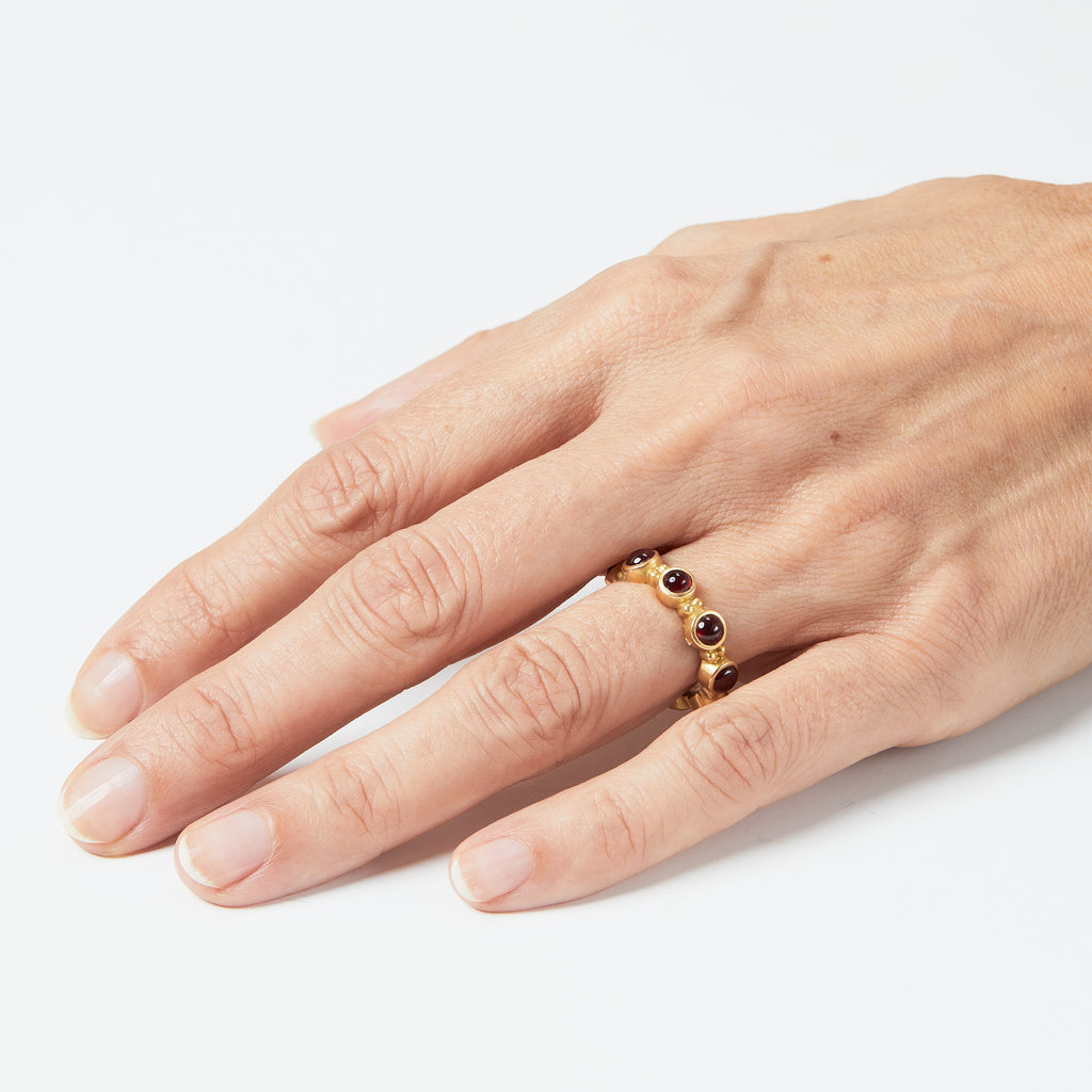 Garland Cabochon Ruby Band in 20K Peach Gold