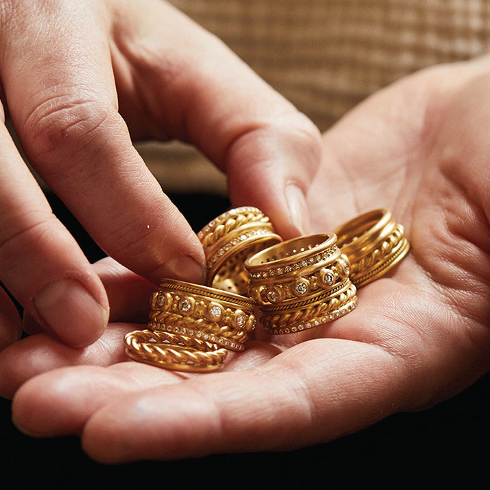 Hitched Trio Band in 20K Peach Gold