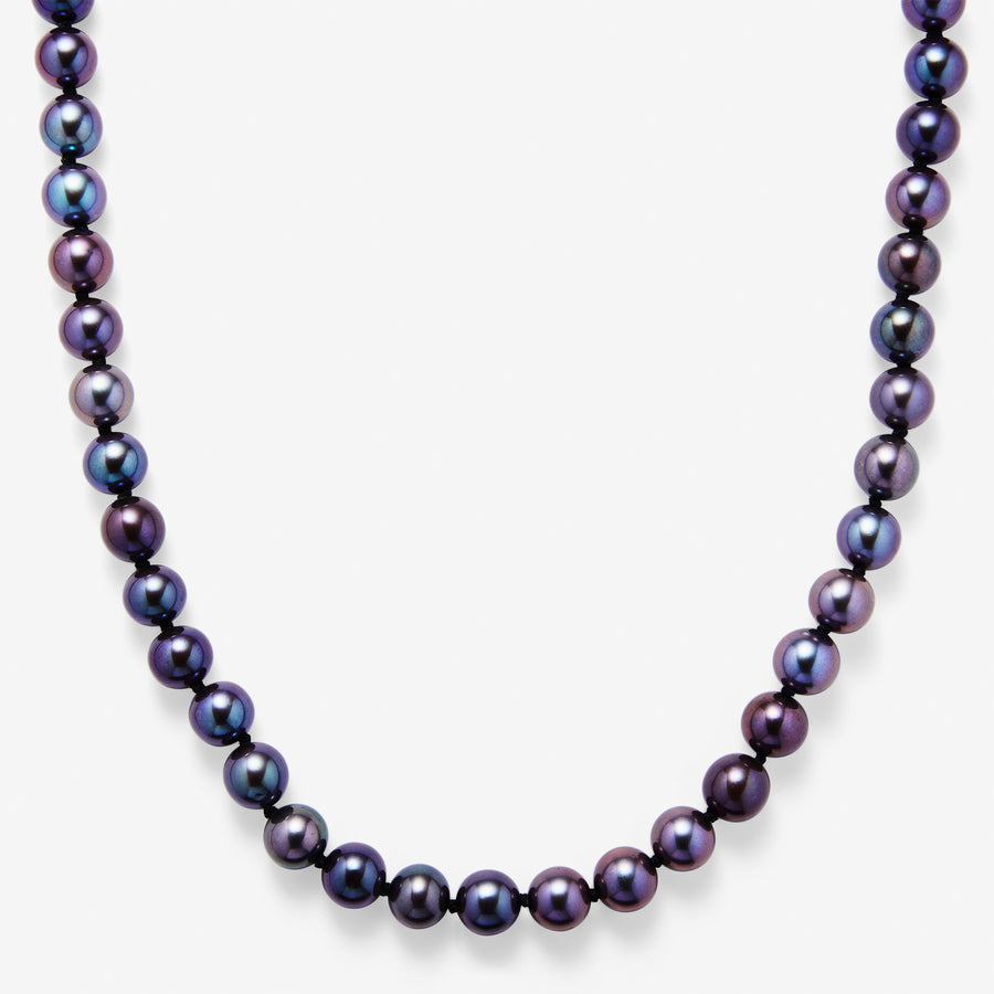Hunter Necklace with Fresh Water Black Pearls in 20K Peach Gold- 26'' Reinstein Ross Goldsmiths