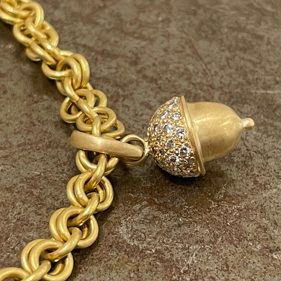 Sonoma Acorn Large Diamond Pendant in 20K Peach Gold Reinstein Ross Goldsmiths