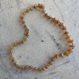 Isabella Ethiopian Opal Necklace in 22K Apricot Gold- 20" Reinstein Ross Goldsmiths