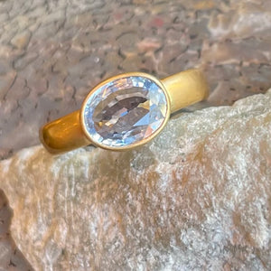 Sonoma Oval Ceylon Pale Blue Sapphire Ring in 20K Peach Gold Reinstein Ross Goldsmiths