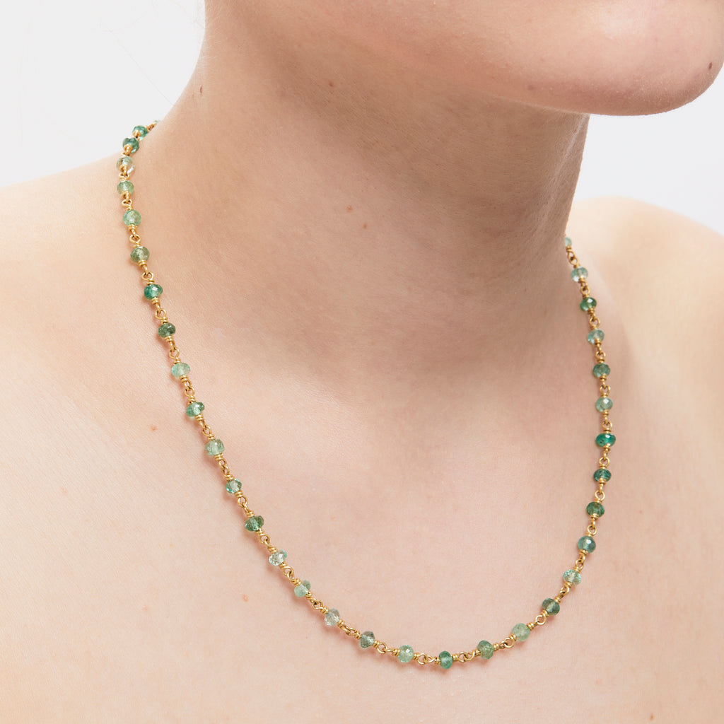 Isabella "Classic" Emerald Necklace in 20K Peach Gold- 18"