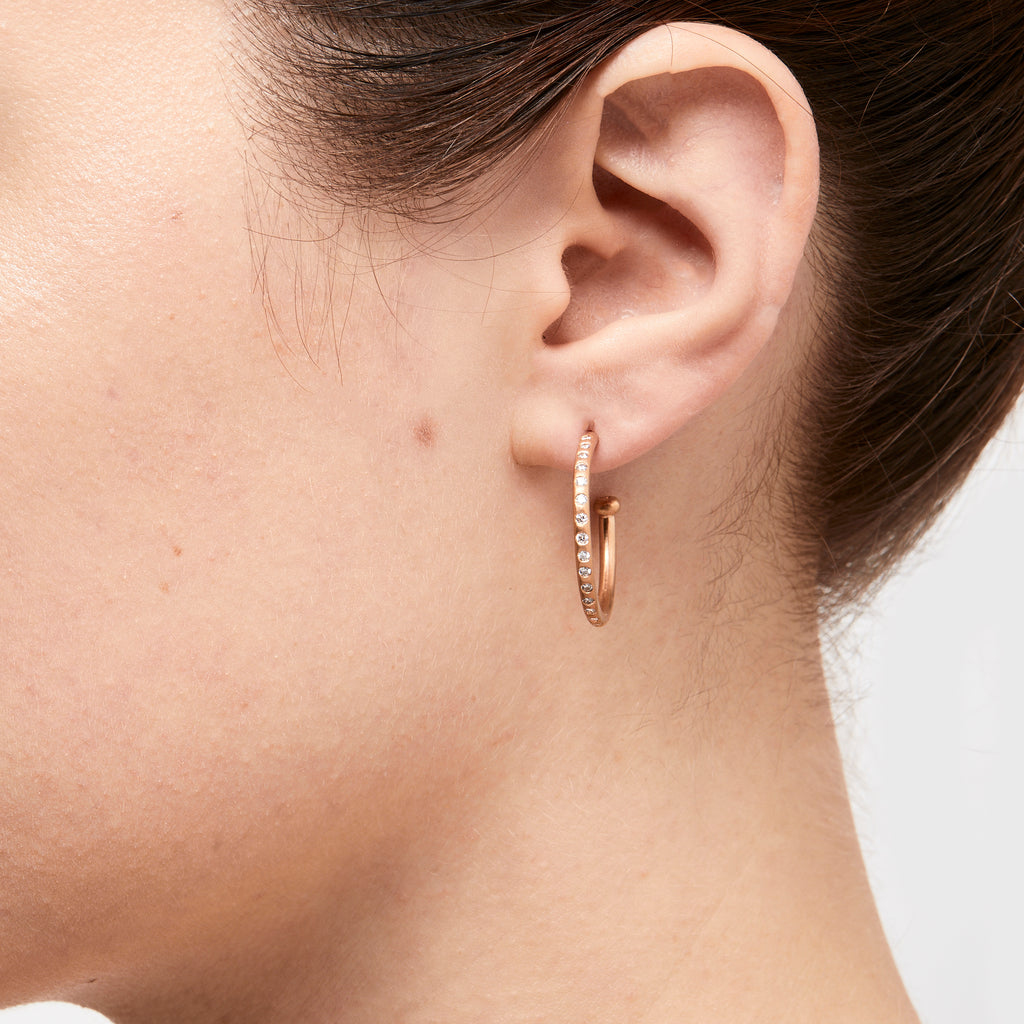 Classic Large Diamond Hoops in 22K Apricot Gold