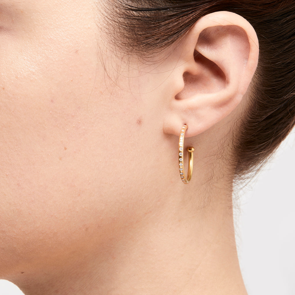 Hoopstock Large Diamond Hoops in 20K Peach Gold