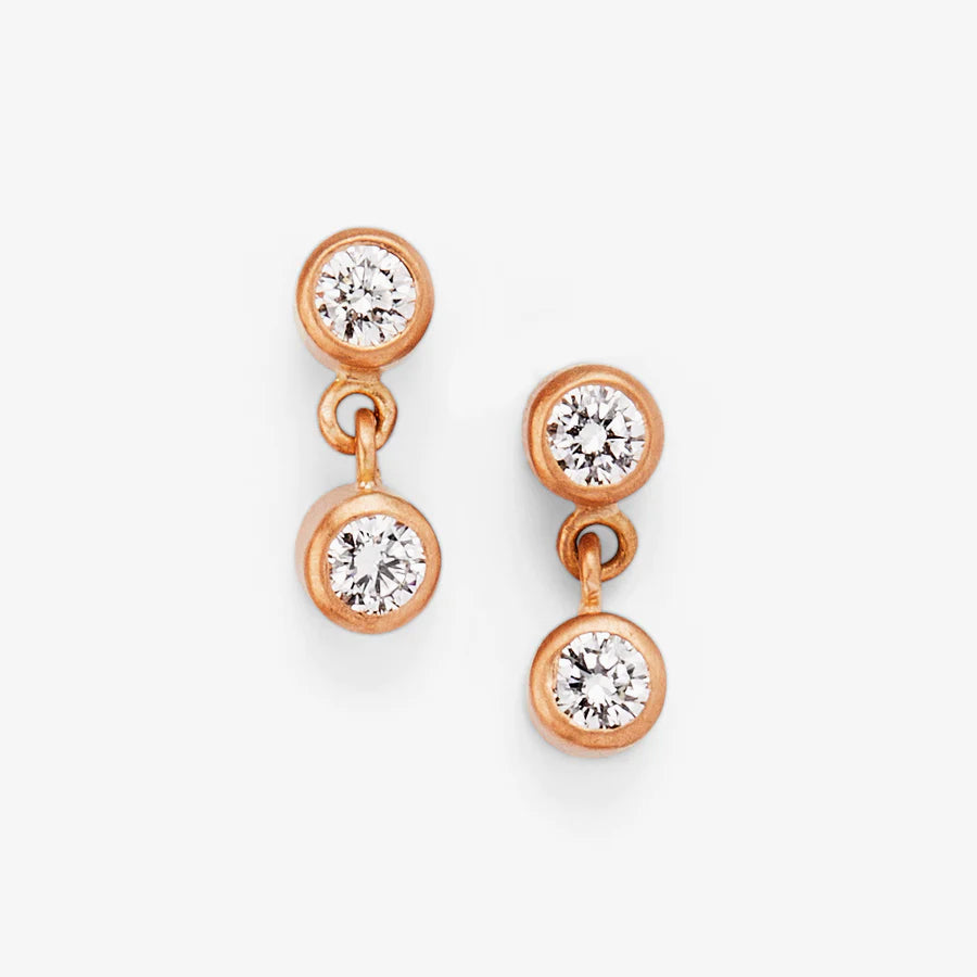 Meadow Double Large Diamond Earrings in 22K Apricot Gold Reinstein Ross Goldsmiths