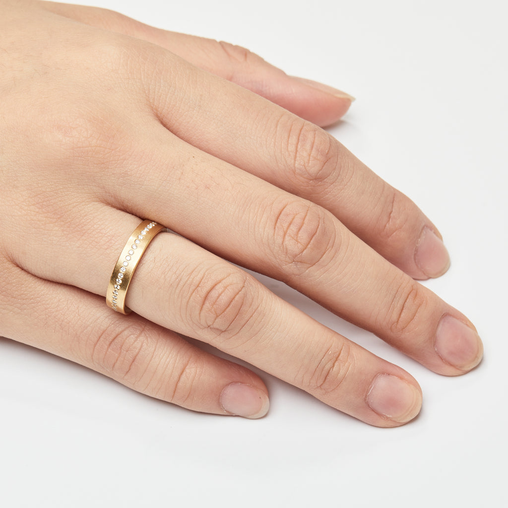 Half Moon "Meridian" Diamond Band in 20K Peach Gold- 4mm