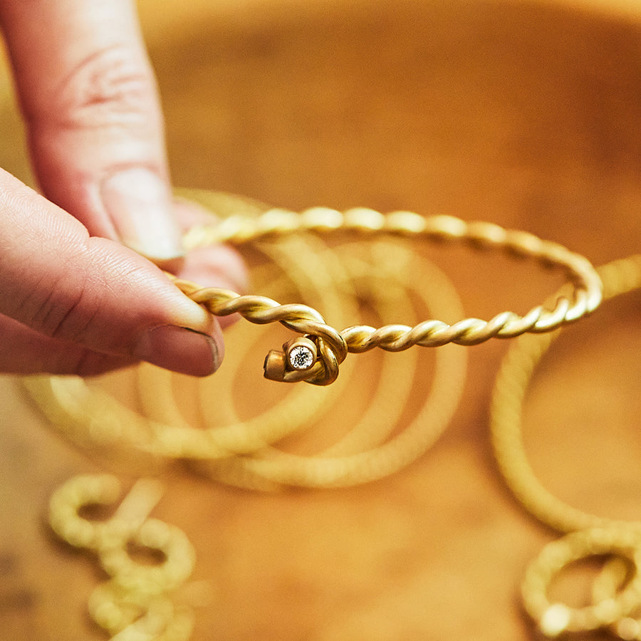 Ashley Grand Twist Lock Diamond Bracelet in 20K Peach Gold Reinstein Ross Goldsmiths