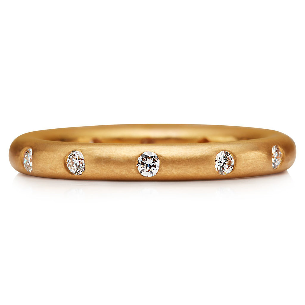 Hoopstock "Round" Evenly Spaced Diamond Band in 22K Apricot Gold- 3mm Reinstein Ross Goldsmiths