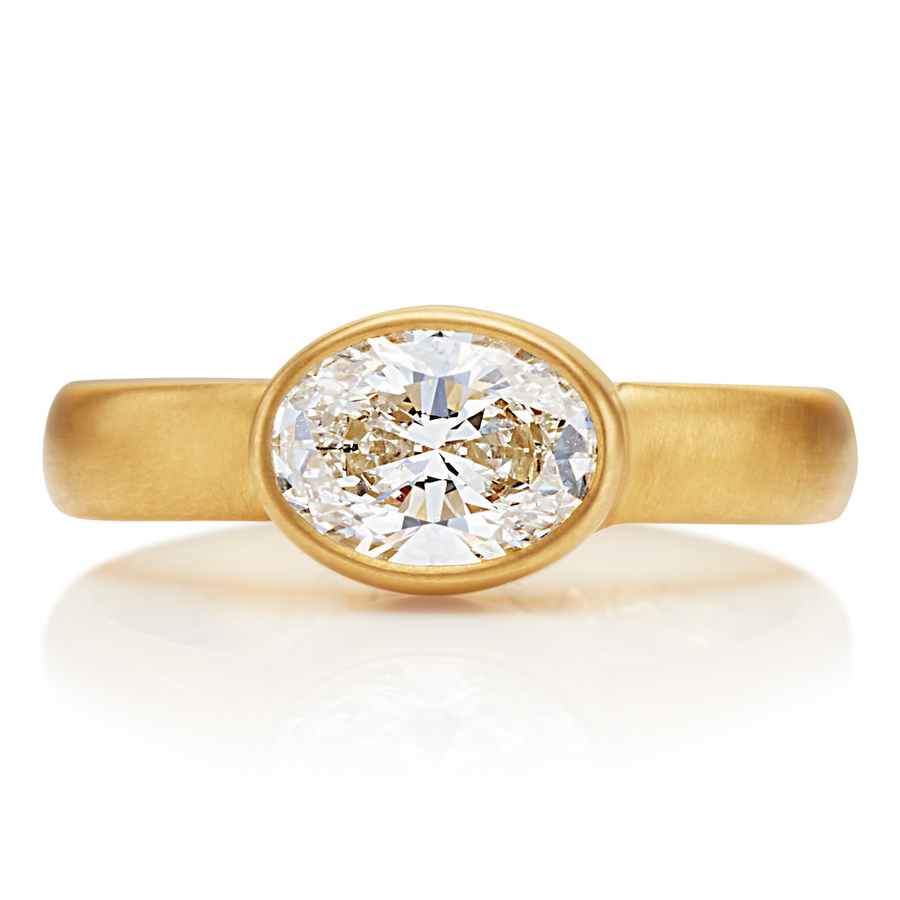 Sonoma Oval White Diamond Ring in 20K Peach Gold Reinstein Ross Goldsmiths