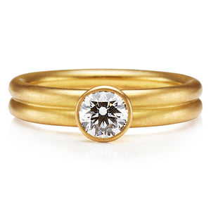 Hoopstock "Leslie" Tiny Round Diamond Ring in 20K Peach Gold Reinstein Ross Goldsmiths
