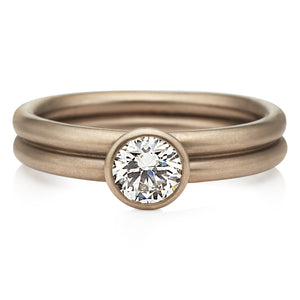 Leslie Tiny Round Diamond Ring in 18K Alpine Gold Reinstein Ross Goldsmiths