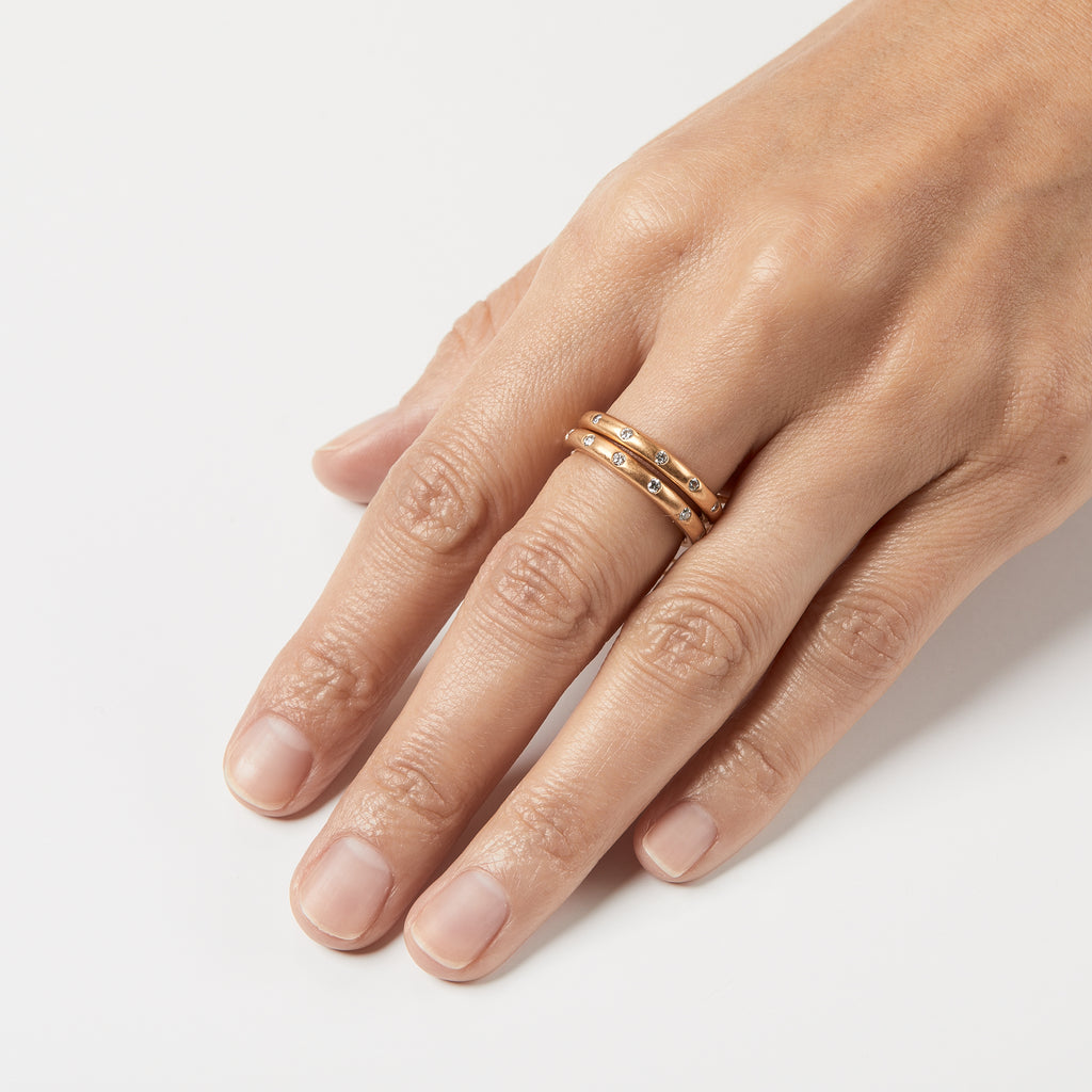 Round Diamond Band in 22K Apricot Gold- 3mm