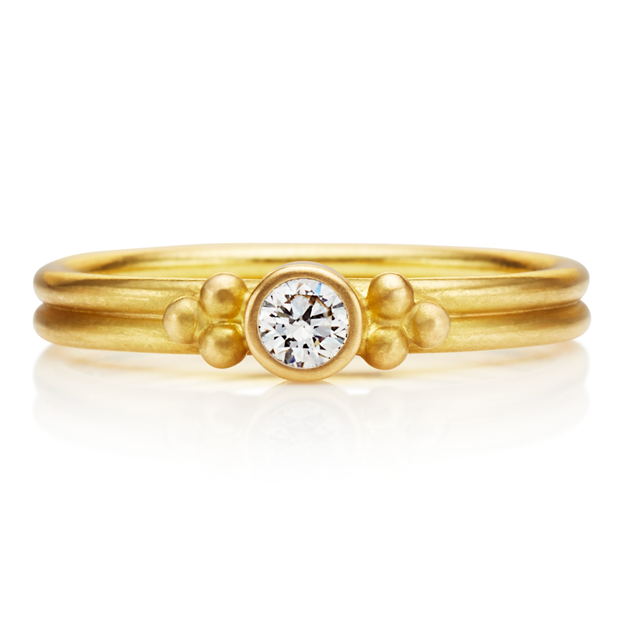 Dyan Round Diamond Ring in 20K Peach Gold