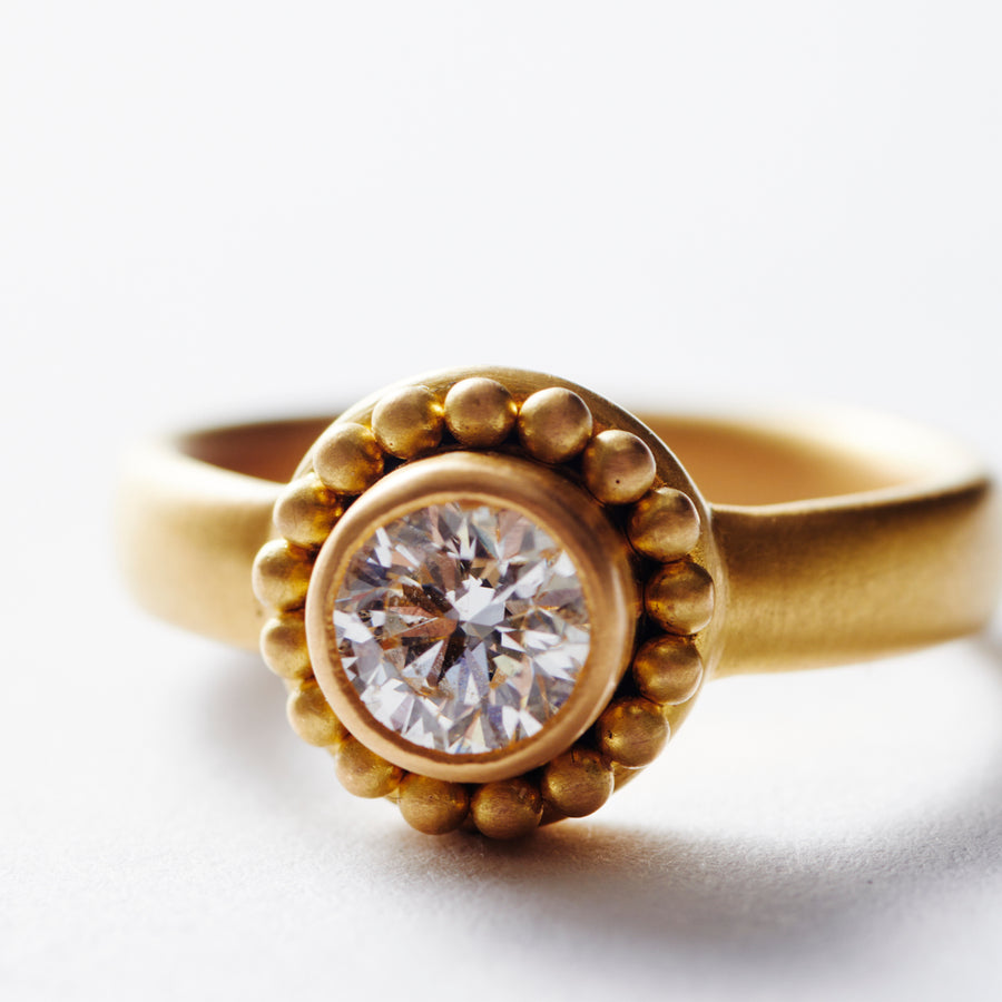 Salome "Classic" Round Diamond Ring in 20K Peach Gold Reinstein Ross Goldsmiths