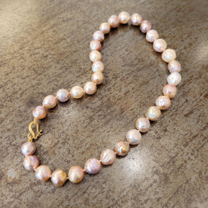Dyan Strand Rosebud Pearl Necklace in 20K Peach Gold- 18" Reinstein Ross Goldsmiths