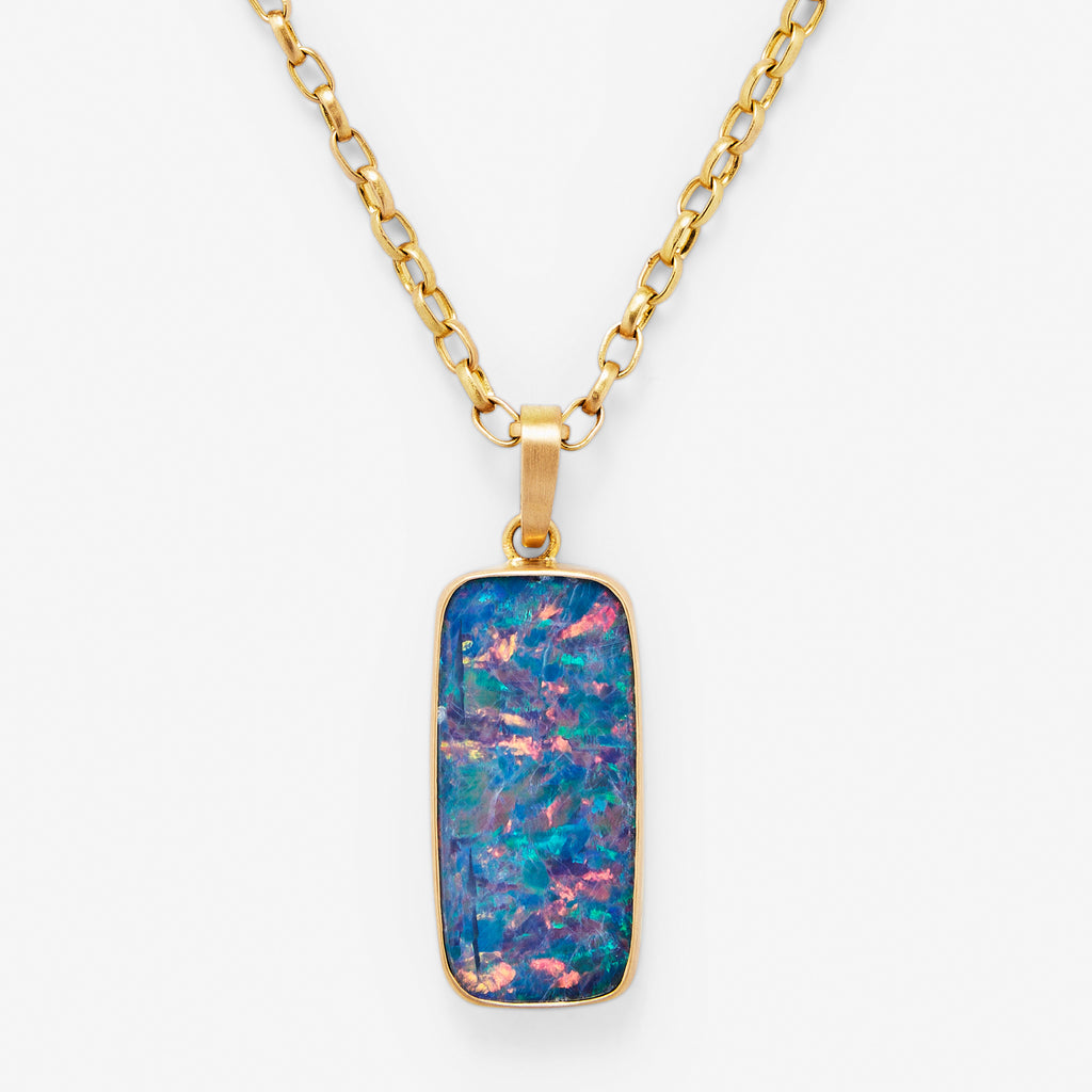 Sedona "Confetti" Australian Opal Pendant in 20K Peach Gold Reinstein Ross Goldsmiths