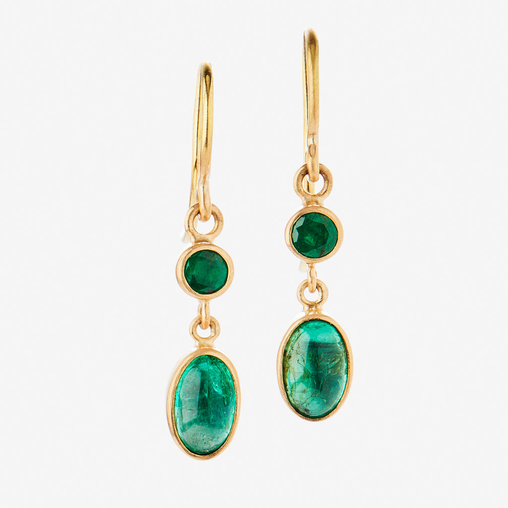 Sedona Two Part Emerald Earrings in 20K Peach Gold Reinstein Ross Goldsmiths