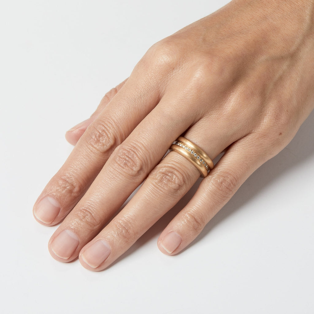 Shimmer Diamond Band in 20K Peach Gold