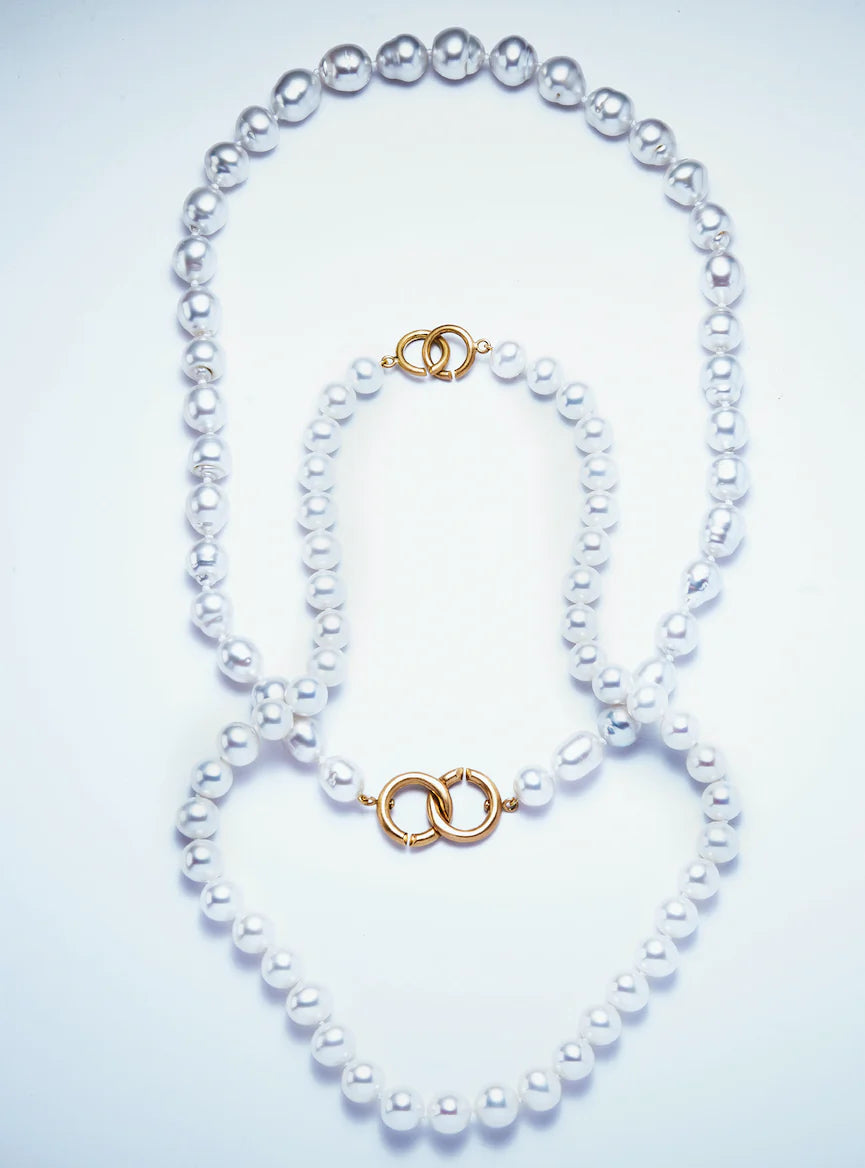 Diana Mini Fresh Water Pearl Necklace in 20K Peach Gold- 18'' Reinstein Ross Goldsmiths