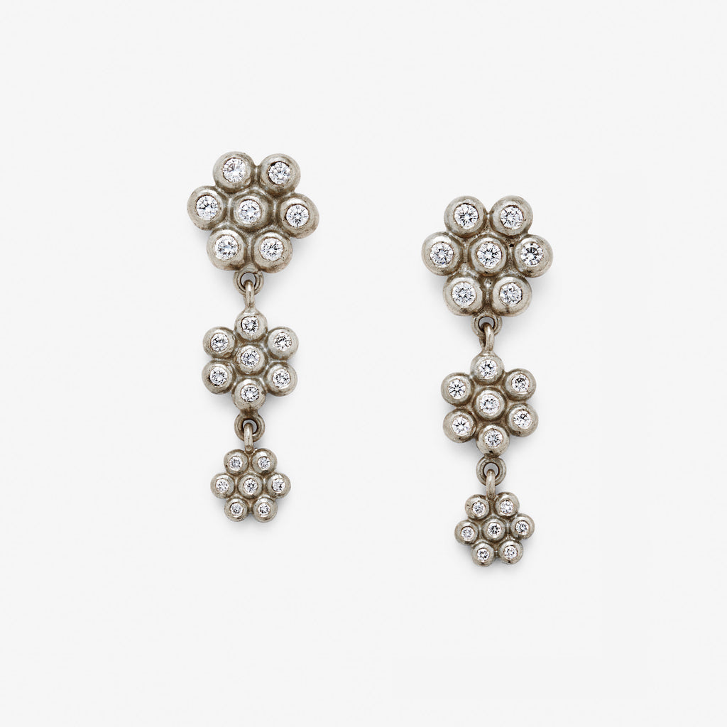 Snowdrop Three-Part Mixed Diamond Earrings in 18K Alpine Gold
