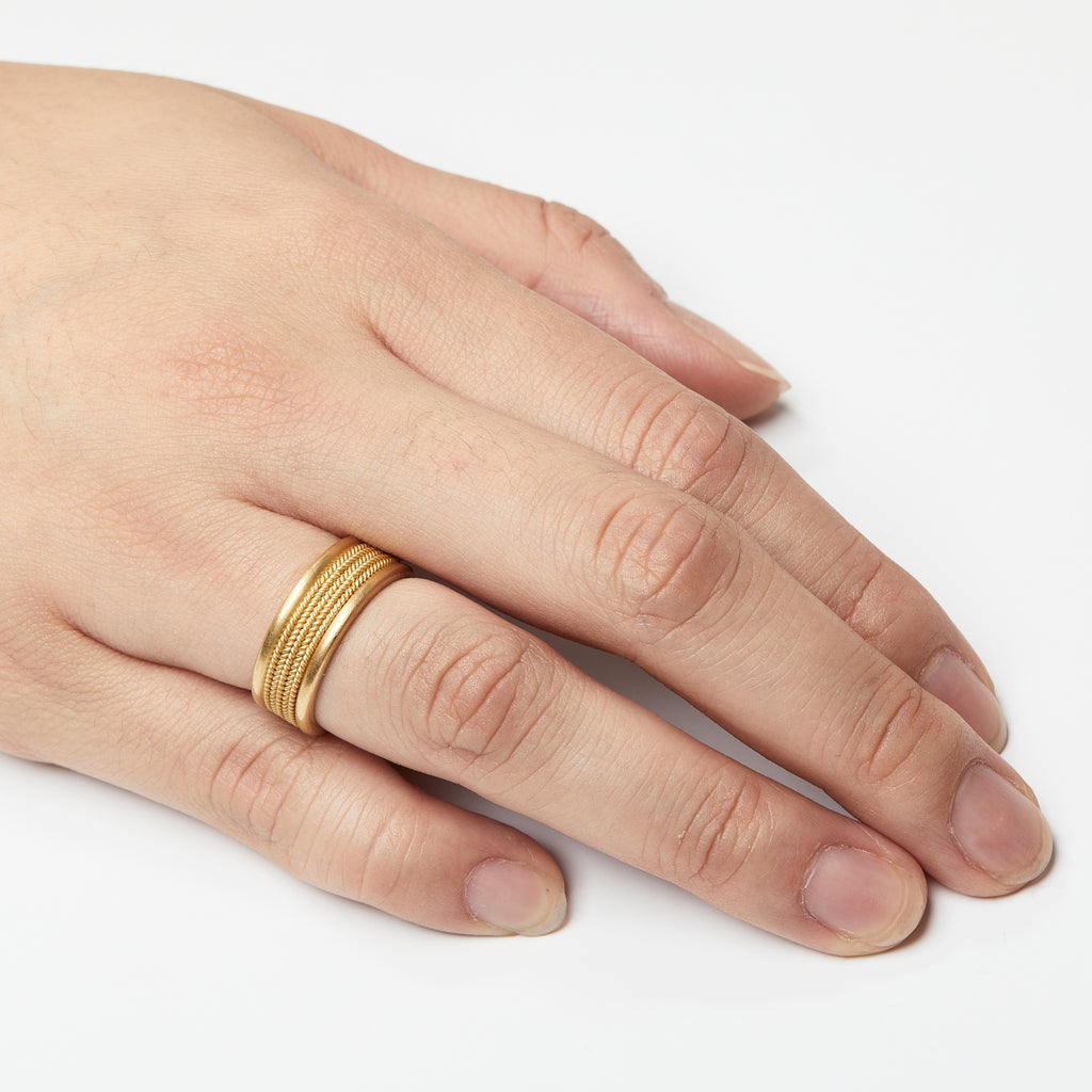 Regular Braid Three Row Band in 20K Peach Gold- 5mm