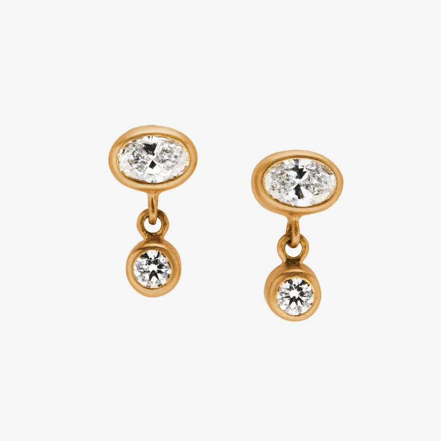 Meadow Mixed Large Diamond Earrings in 22K Apricot Gold Reinstein Ross Goldsmiths