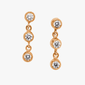 Meadow Triple Large Diamond Earrings in 22K Apricot Gold Reinstein Ross Goldsmiths
