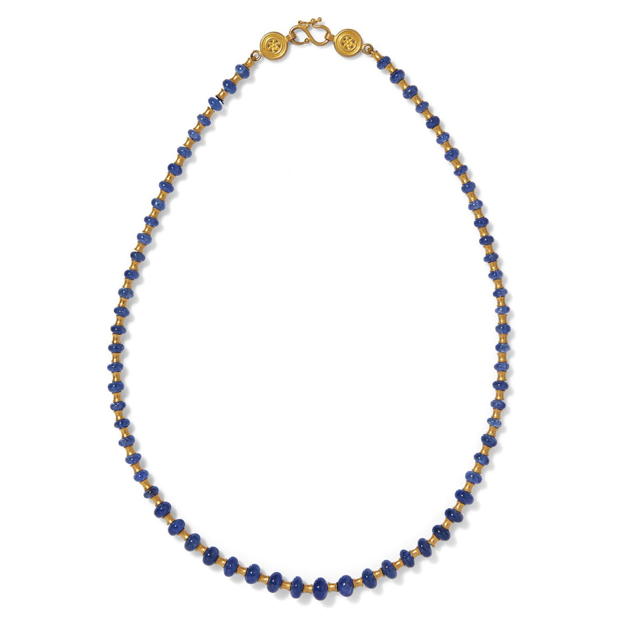 Flared Tube Cabochon Blue Sapphire Necklace in 20K Peach Gold- 18
