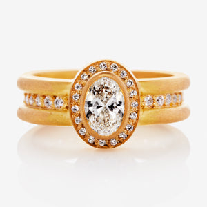 Shimmer Sahara Oval Diamond Ring in 20K Peach Gold Reinstein Ross Goldsmiths