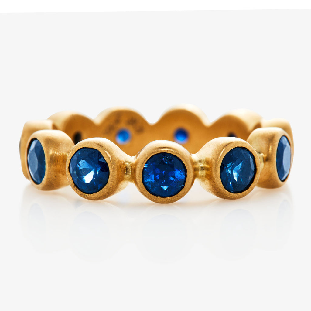 Renaissance Faceted Blue Sapphire in 20K Peach Gold Reinstein Ross Goldsmiths