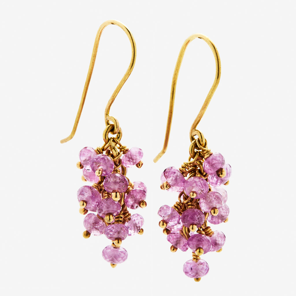 Bacchus Pink Sapphire Earrings in 20K Peach Gold Reinstein Ross Goldsmiths