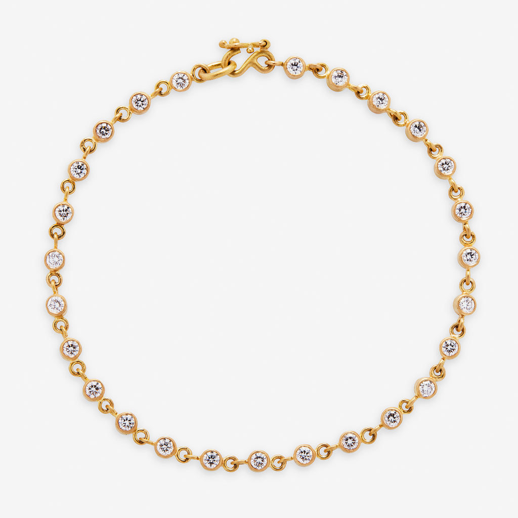 Meadow Rivière Small Diamond  Bracelet set in 20K Peach Gold Reinstein Ross Goldsmiths