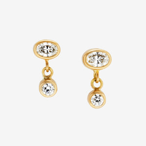 Meadow Mixed Small Diamond Earrings in 20K Peach Gold Reinstein Ross Goldsmiths