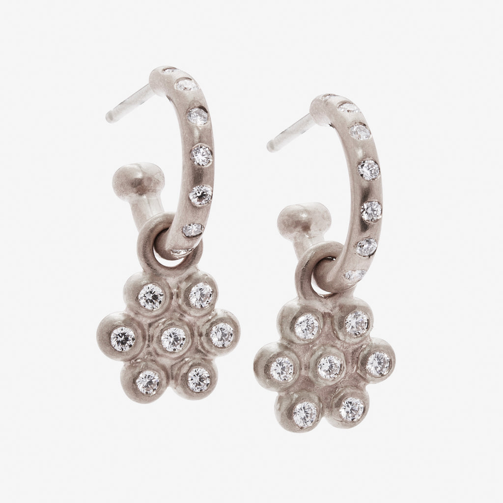 Snowdrop Large Drops with Diamonds in 18K Alpine Gold