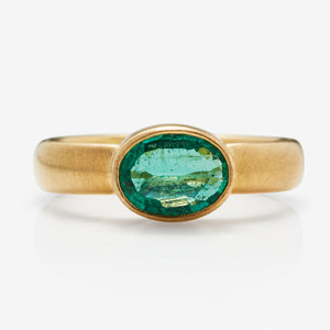 Sonoma Oval Emerald Ring in 20K Peach Gold Reinstein Ross Goldsmiths