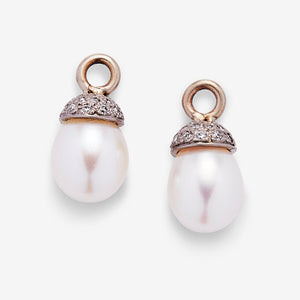Shimmer Capped Pearl and Diamond Drops in 18K Alpine Gold Reinstein Ross Goldsmiths