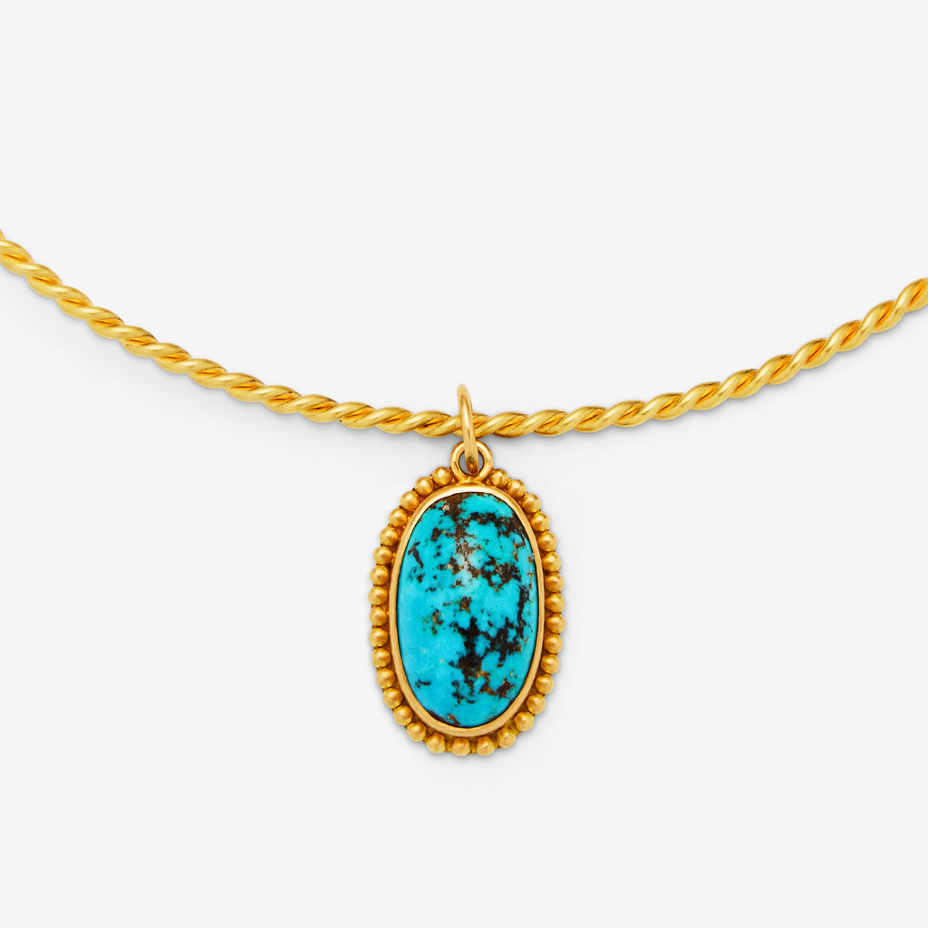 Salome Classic Large Persian Turquoise Pendant in 20K Peach Gold Reinstein Ross Goldsmiths